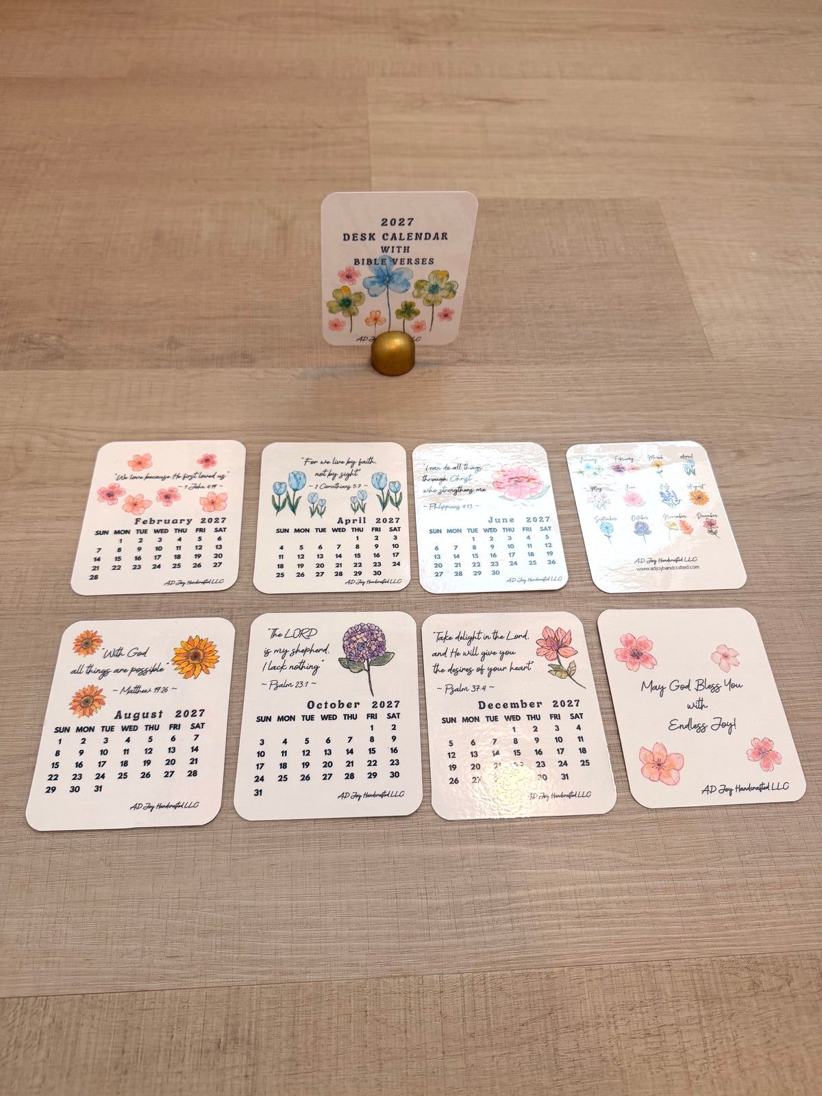 Original Art Handmade 2027 Bible Verse Desk Calendar (Buy 2 or More 10% off Special)