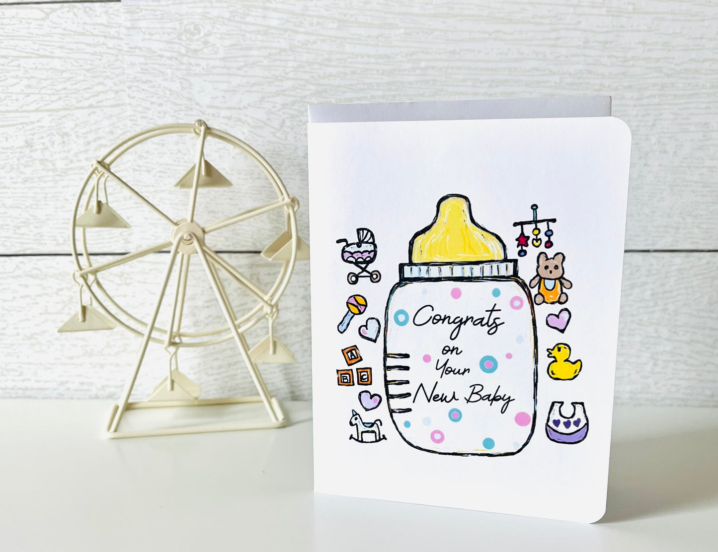 Baby Bottle Congrats Handmade Greeting Card