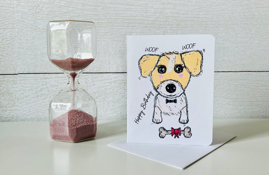 Jack Russell Puppy Handmade Birthday Greeting Card
