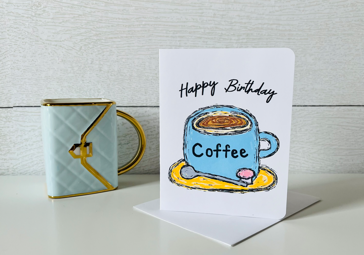 Coffee Mug Handmade Birthday Greeting Card