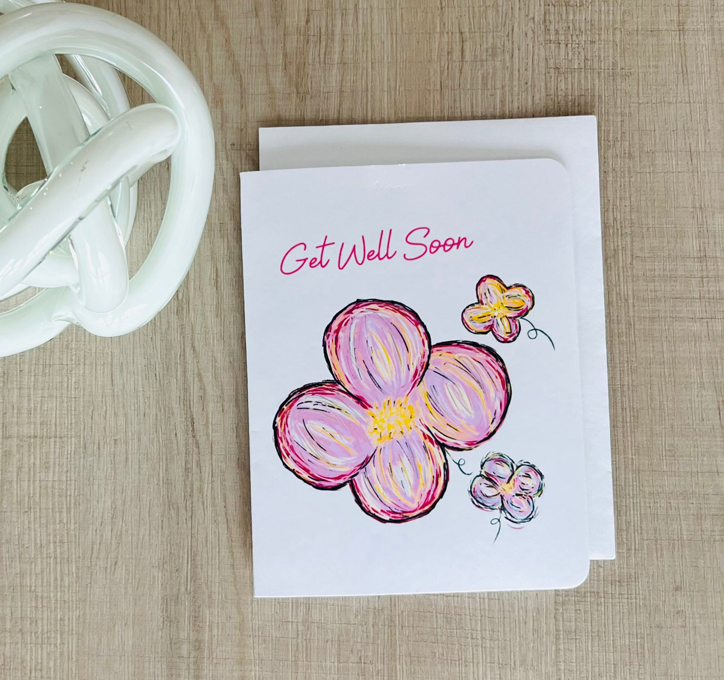 Four-Petal Flowers Get Well Soon Greeting Card