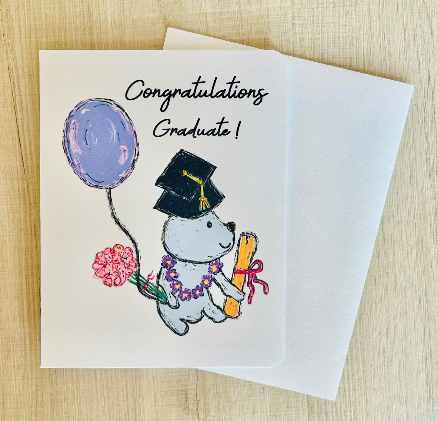 Proud Bear Handmade Graduation Greeting Card