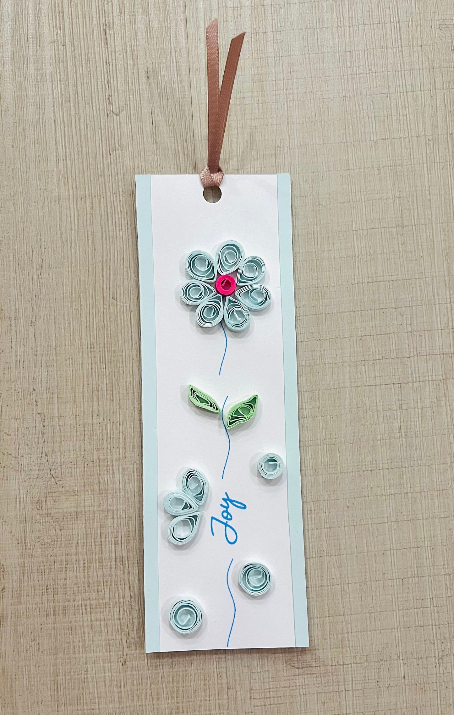 "JOY" Handmade Quilled Flower Bookmark
