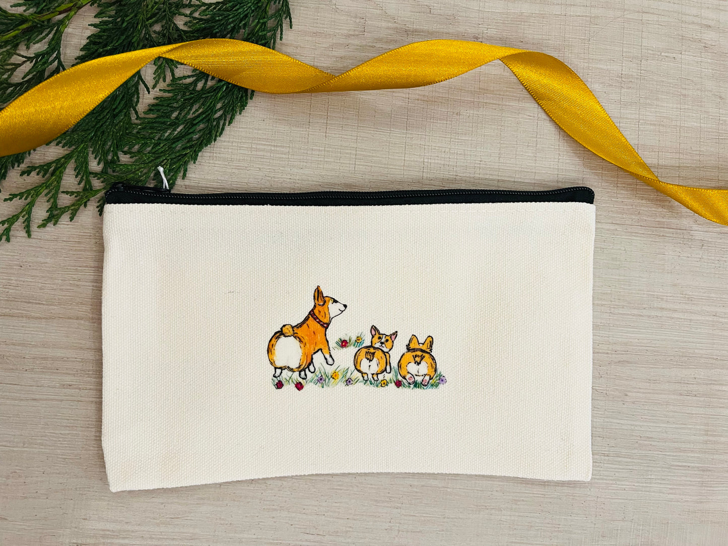 Canvas Pouch - Corgi Dogs