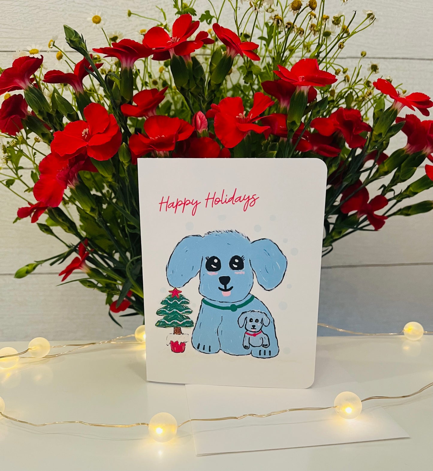 Bichon Frisé Dogs Handmade Holiday Greeting Card