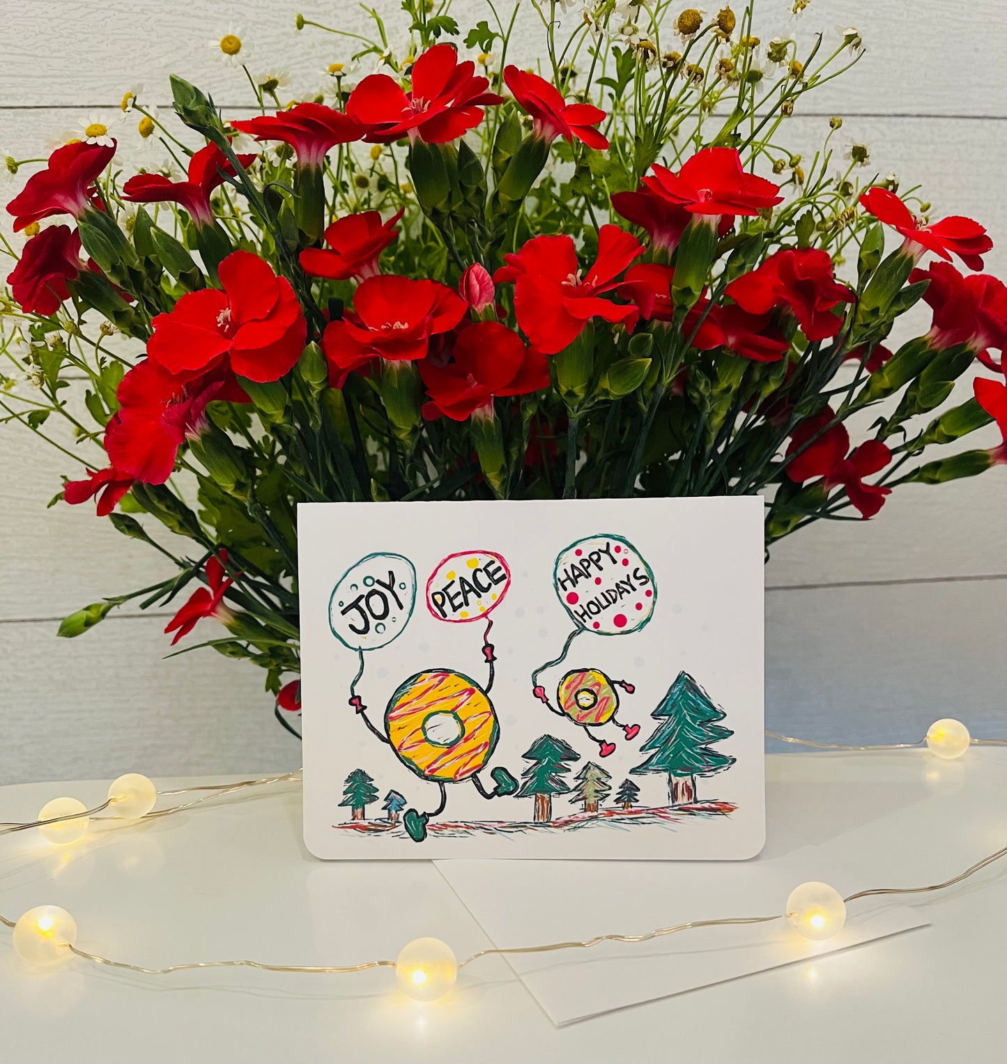 Joy, Peace & Happy Holidays Handmade Greeting Card