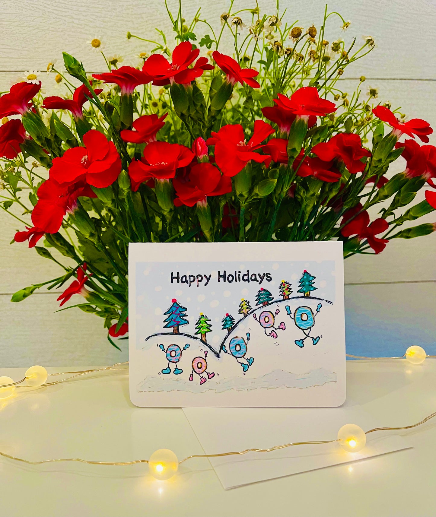 Playful Donuts Handmade Holiday Greeting Card