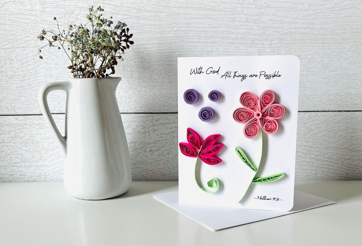 Quilling Paper Flowers Handmade Encouragement Greeting Card