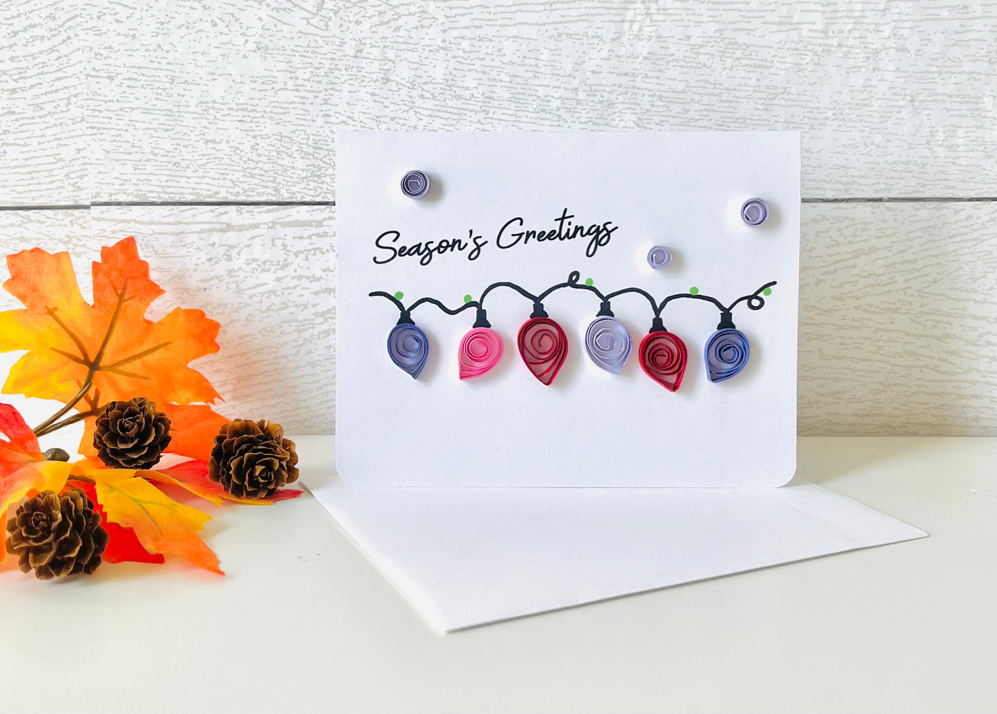 Quilling Paper Holiday Lights Handmade Greeting Card