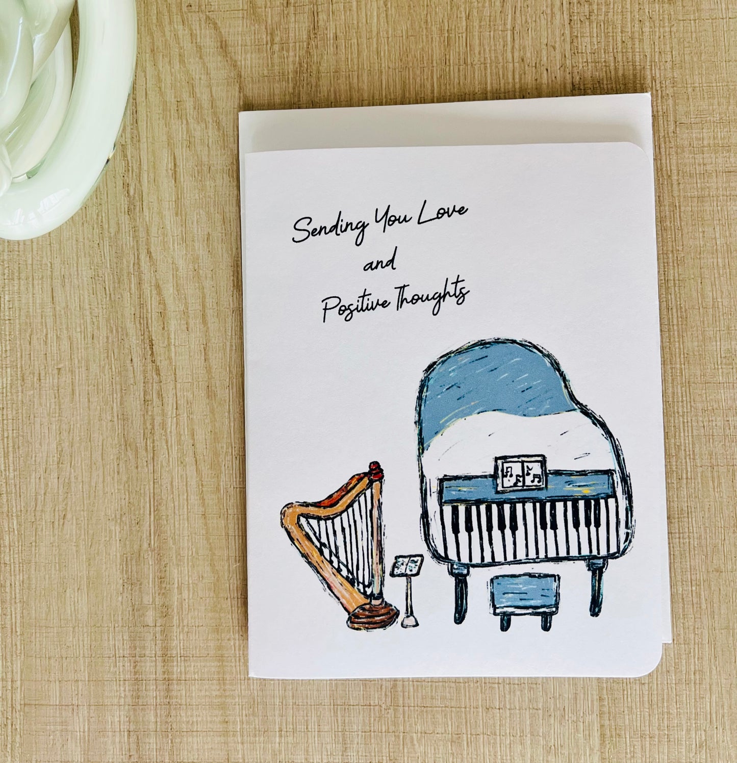 Piano and Harp Handmade Sympathy Greeting Card