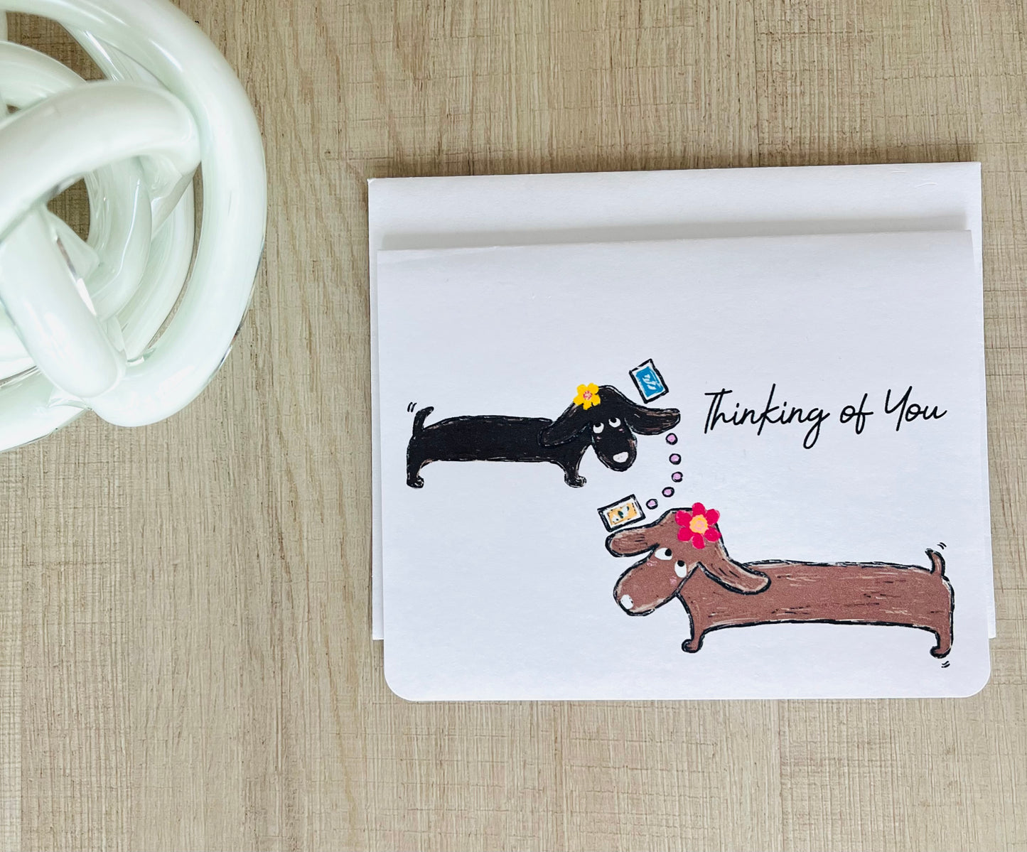 Dachshunds Thinking of You Handmade Greeting Card