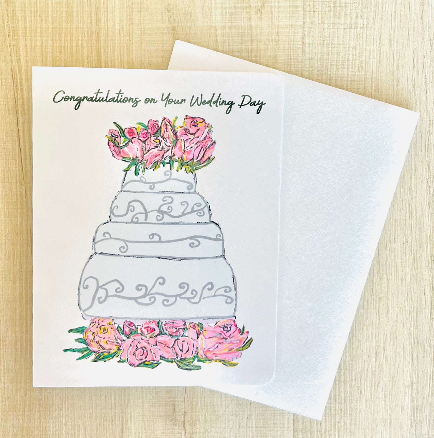 Elegant Wedding Cake Handmade Greeting Card