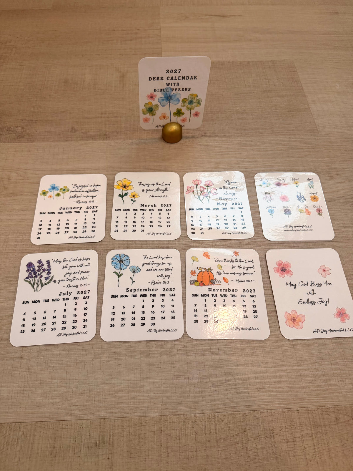 Original Art Handmade 2027 Bible Verse Desk Calendar (Buy 2 or More 10% off Special)