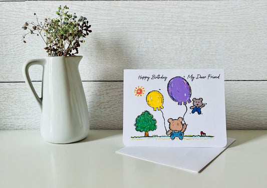Bear Friends Handmade Birthday Greeting Card