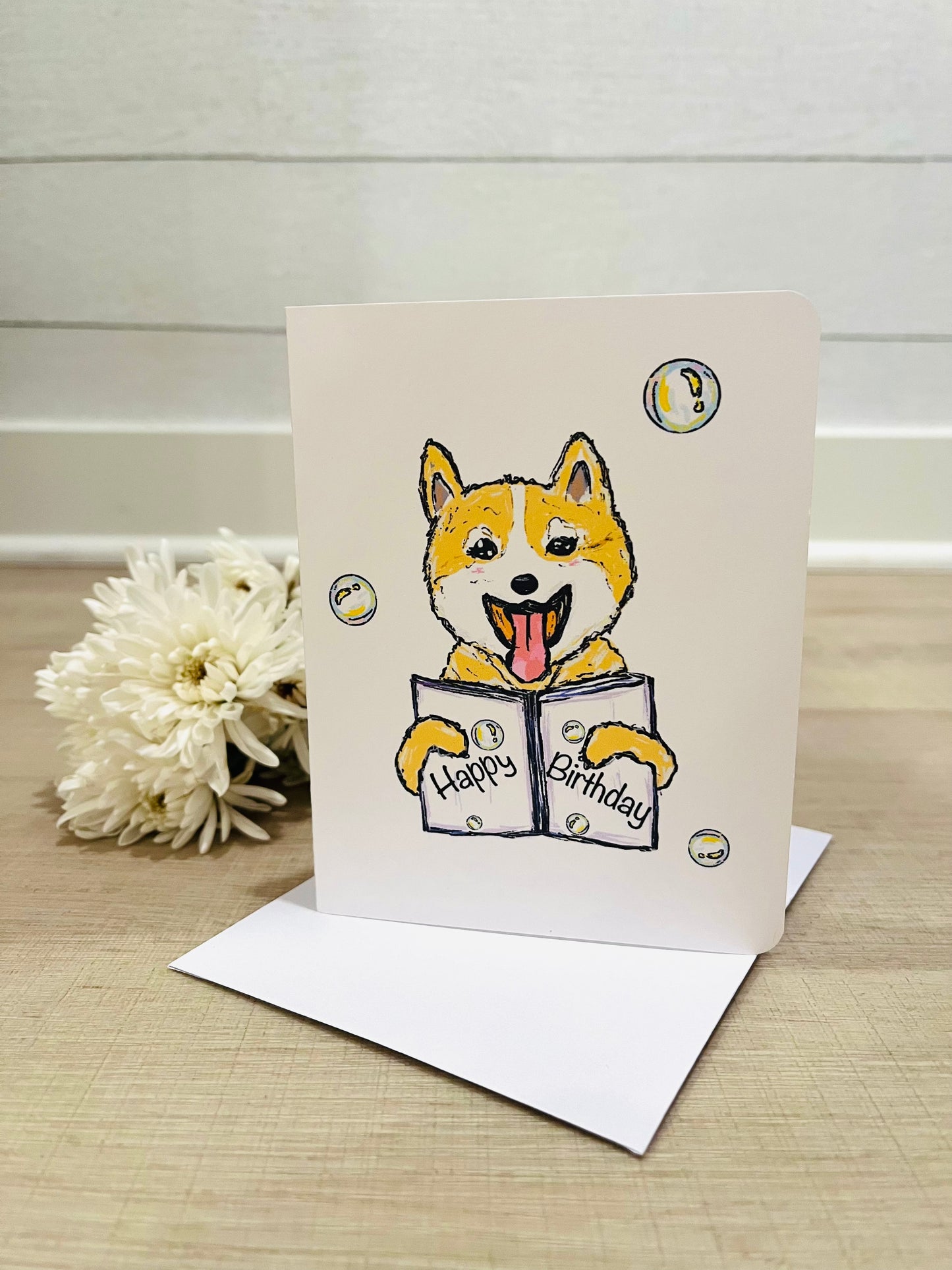 Shiba Inu Handmade Birthday Greeting Card