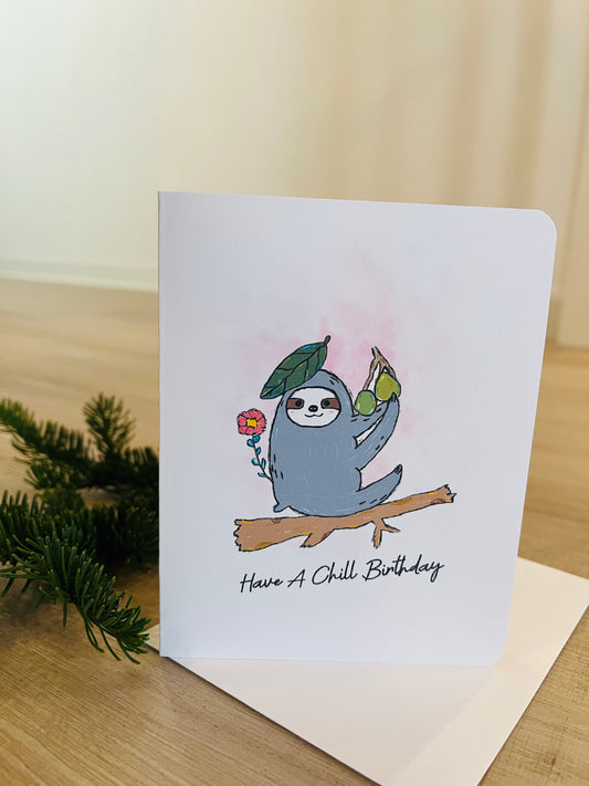 Sloth Birthday Handmade Birthday Greeting Card
