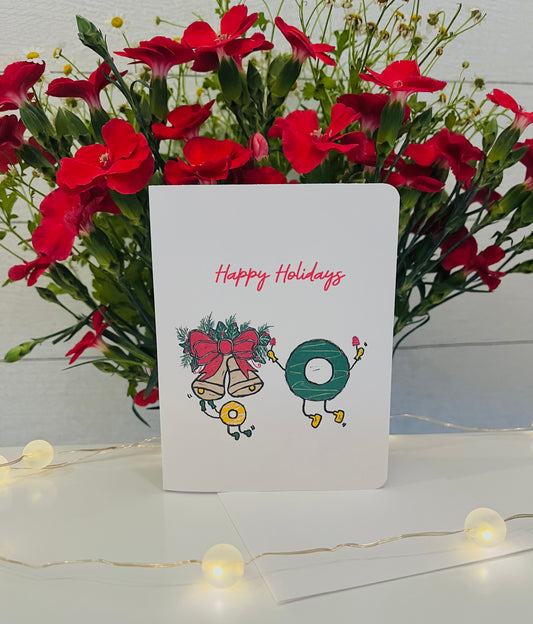 Holiday Bells Donuts Handmade Greeting Card