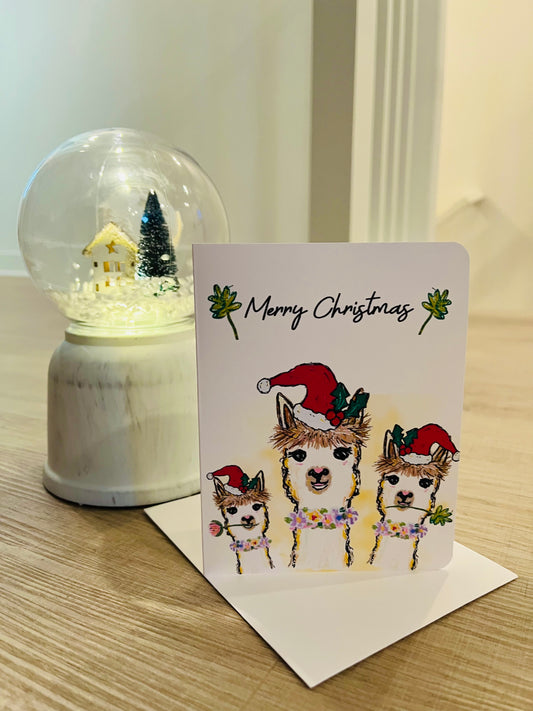 Alpacas Handmade Holiday Greeting Card