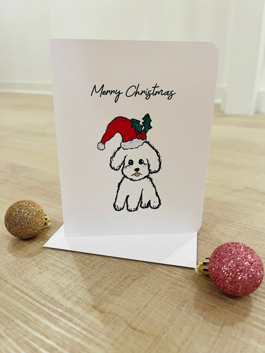 Holiday Greeting Card with Bichon Frise Dog