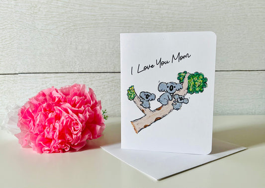 Koala Bears "I Love You Mom" Handmade Greeting Card