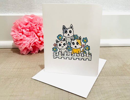 Adorable Kittens Handmade Greeting Card