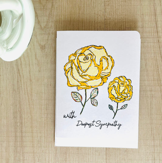 Yellow Roses Handmade Sympathy Greeting Card