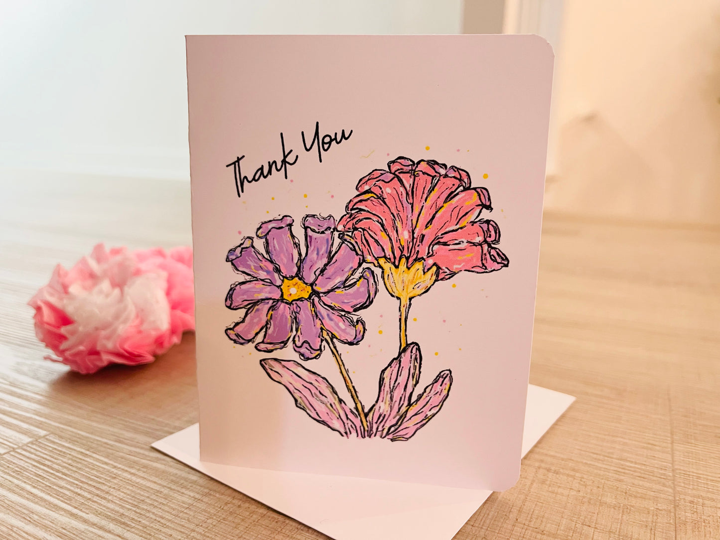 Lily Flowers Thank You Handmade Greeting Card