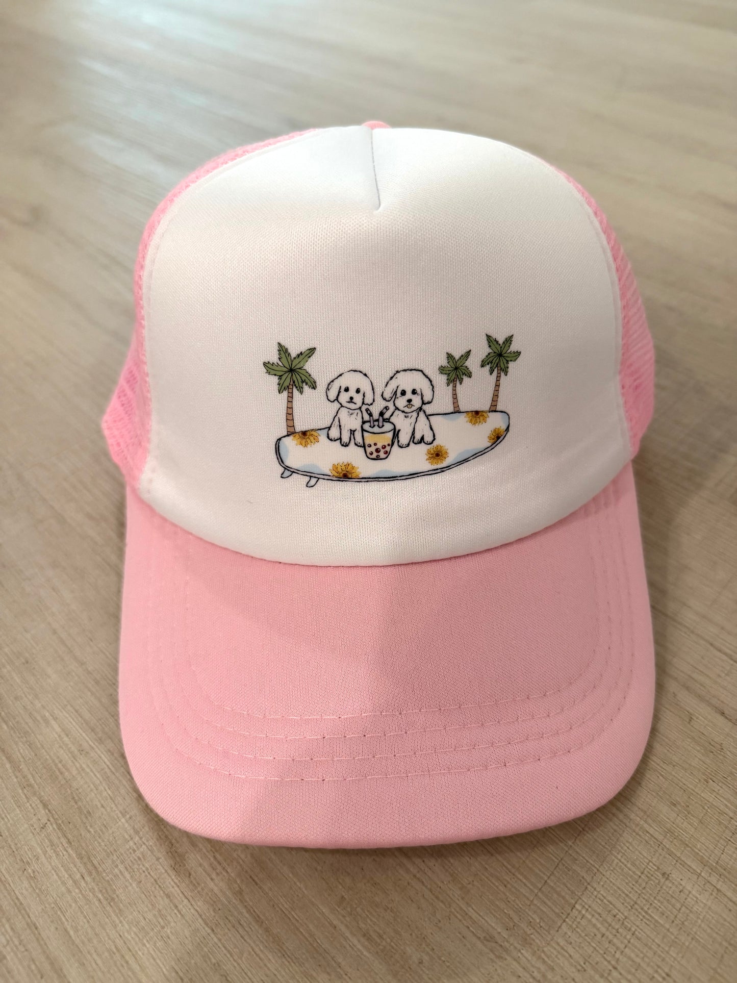 Trucker Hat Surfboard Dog Design 2 Bulk Order (QTY 6)