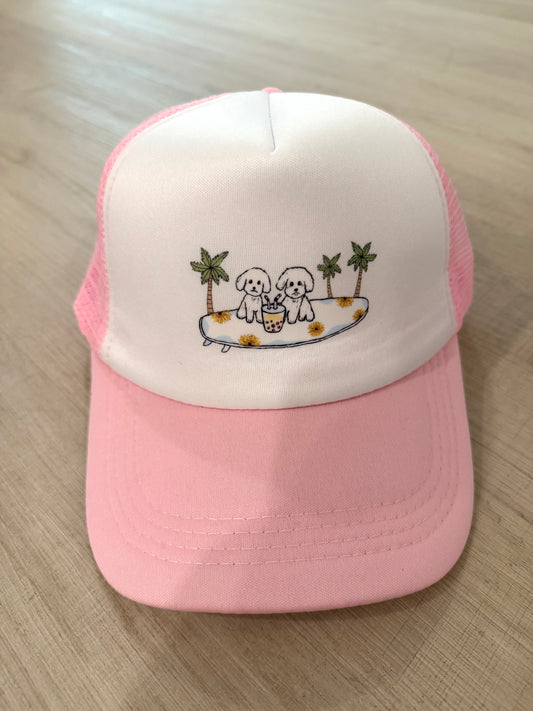 Trucker Hat Surfboard Dog Design 2 Bulk Order (QTY 6)