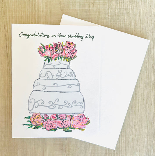 Elegant Wedding Cake Handmade Greeting Card